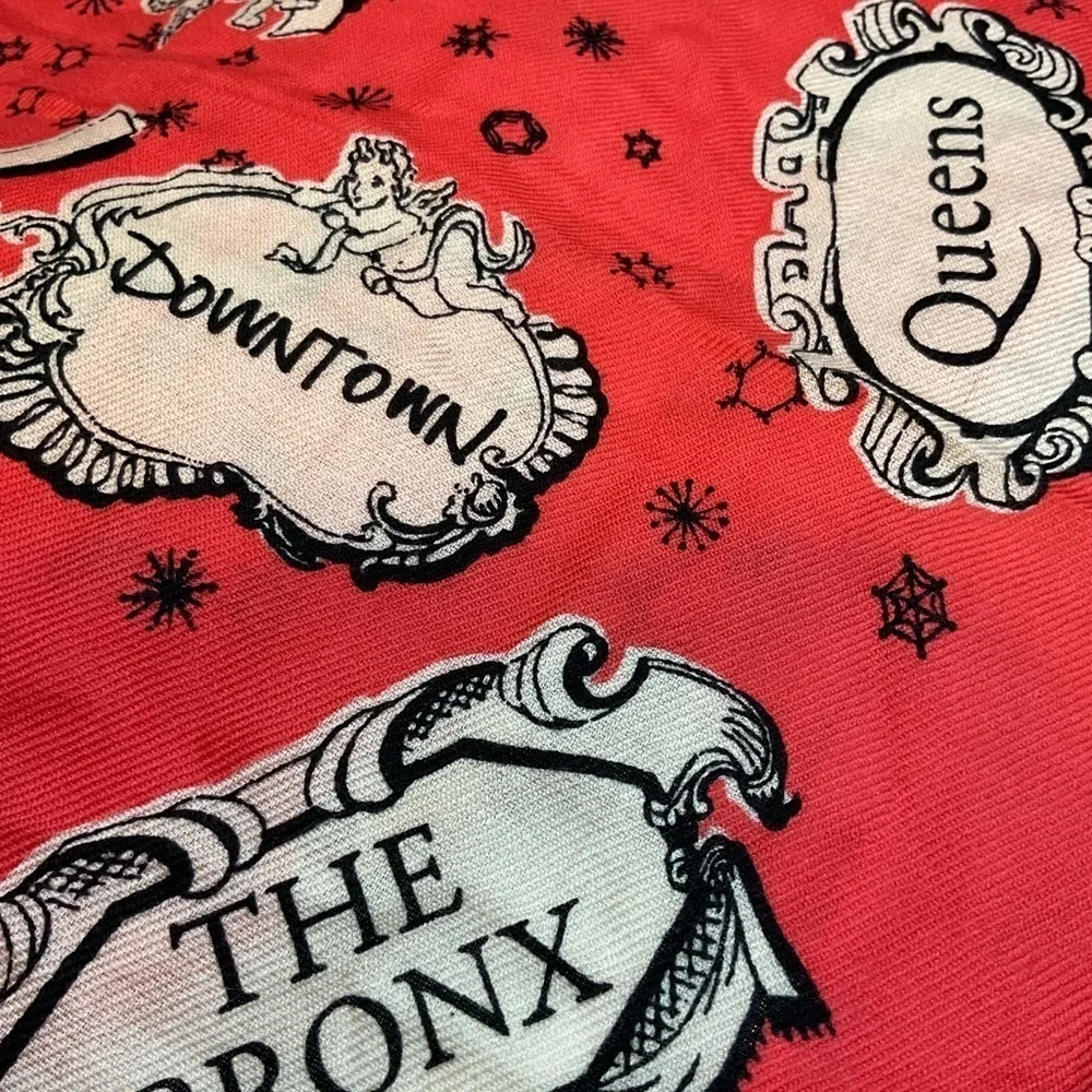 1937 French wool scarf New York Bronx Uptown red white souvenir